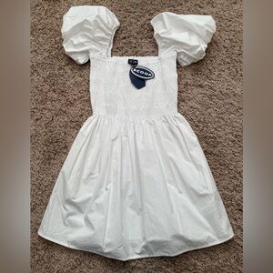 Scoop Cotton Smocked Mini Dress With Puff Sleeves 26 Inches Size: S (4-6)